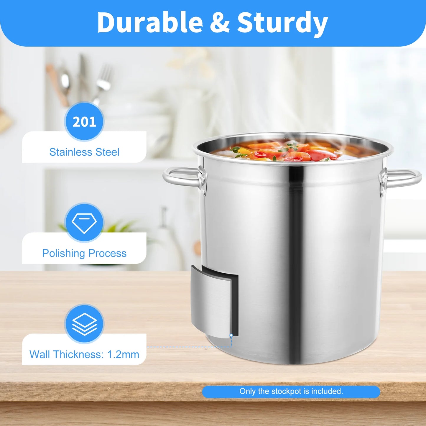 Stainless Steel Stock Pot With Lid And Handles 35/50/70L