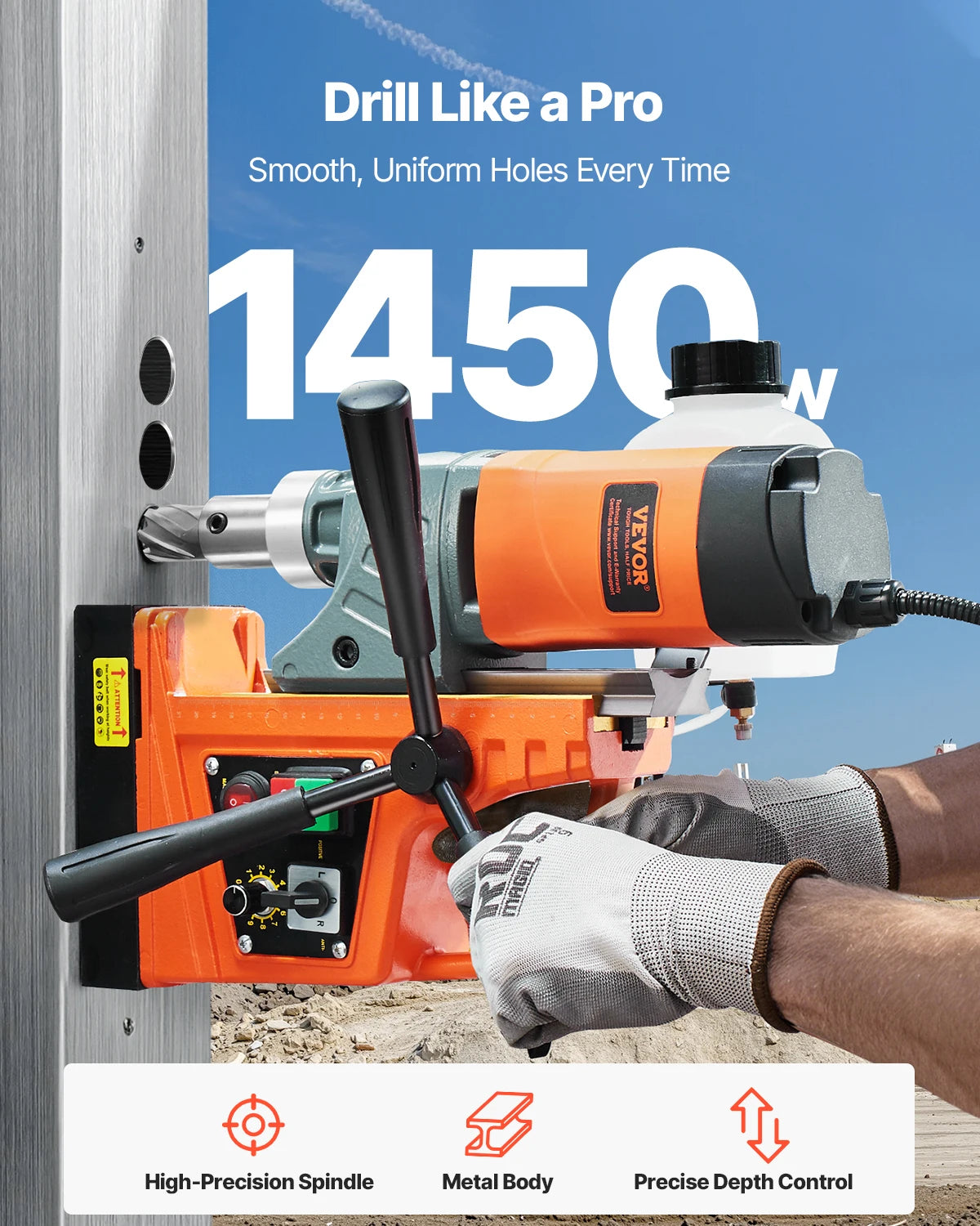SucceBuy 1450W Magnetic Drill Portable Drill Press With Variable Speed