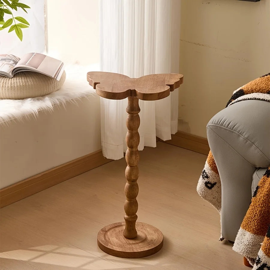 Modern Round Wooden Side Table Pedestal For Living Room