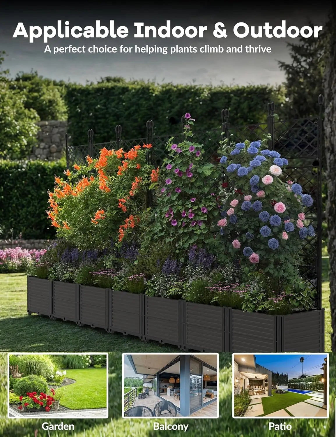 TWISTER.CK Plastic Planter Box With Trellis Rack
