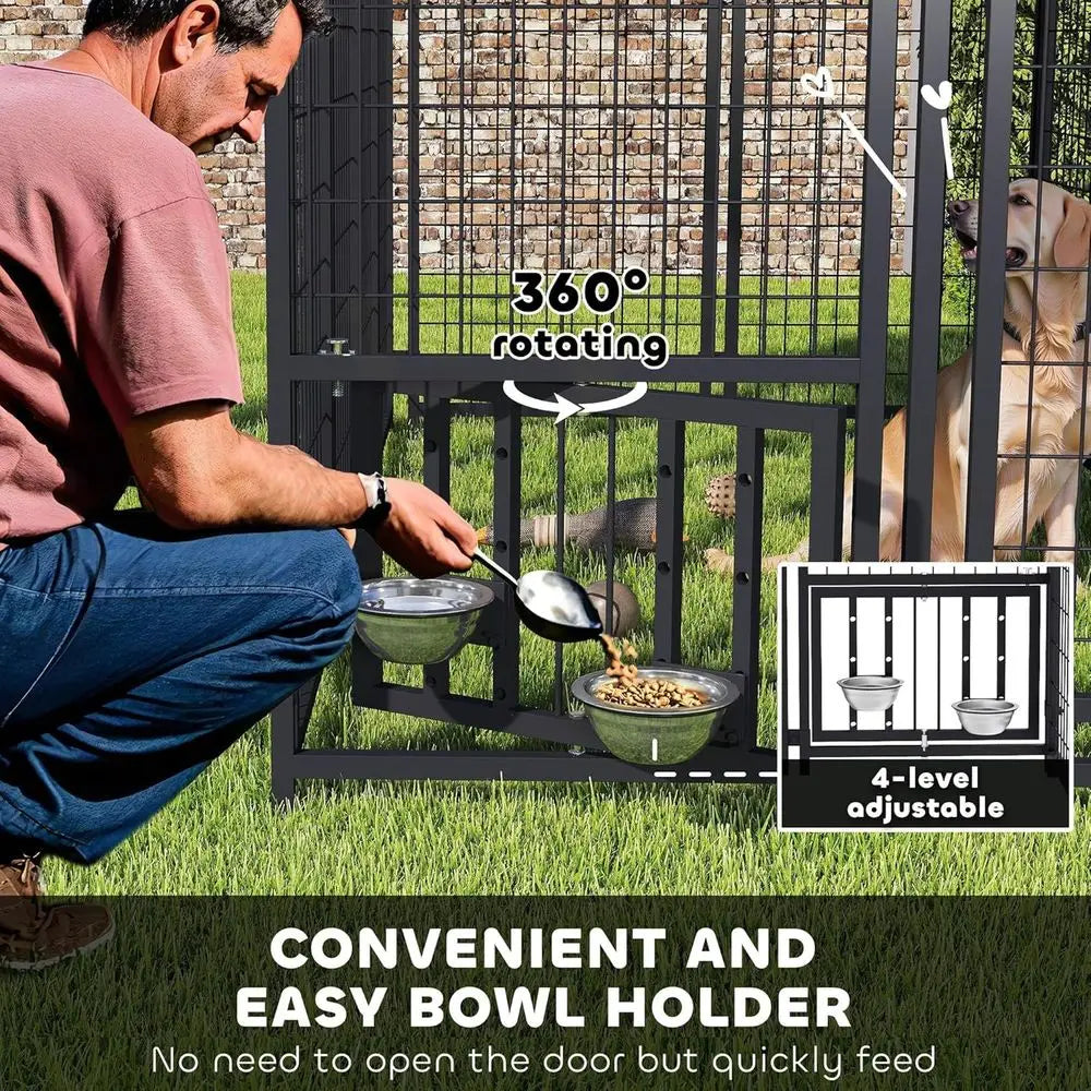 Heavy Duty Outdoor Dog Kennel With Roof And Adjustable Bowls