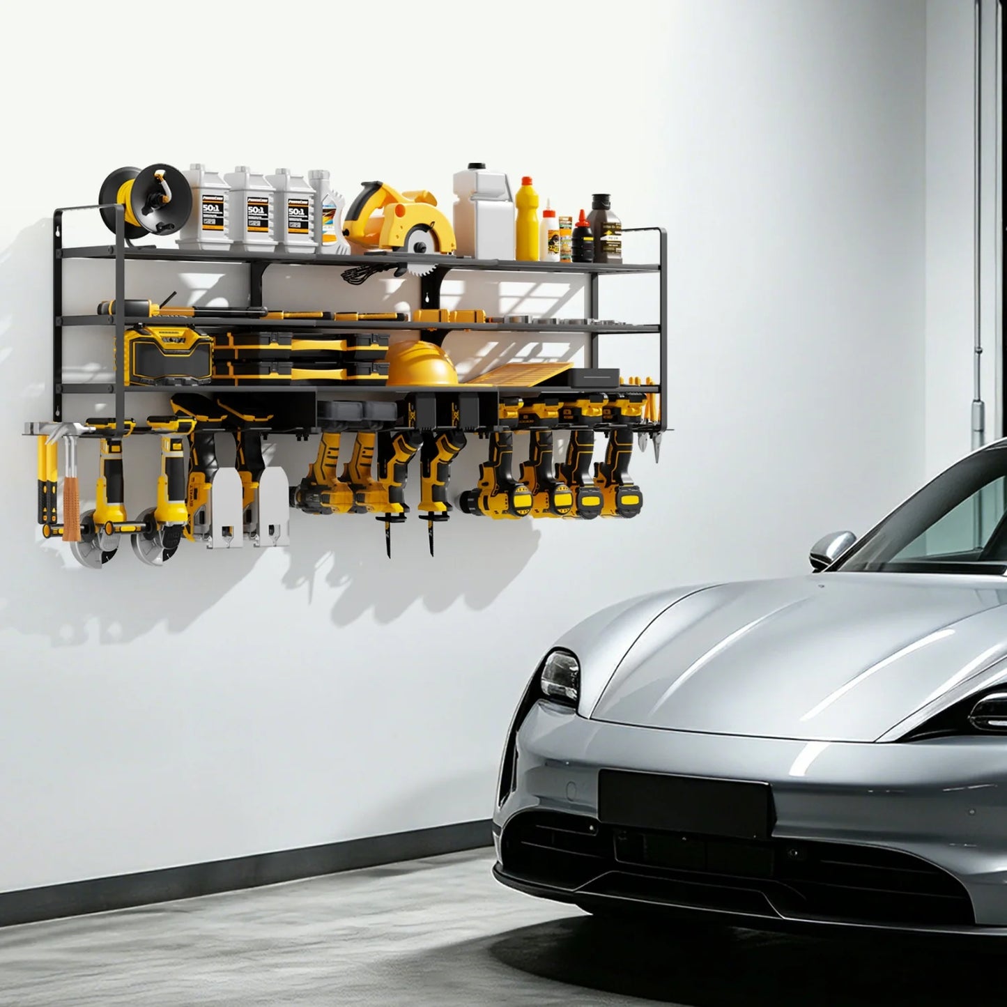 Power Tool Organizer Rack For Garage Wall Mount Holds 12 Cordless Drills