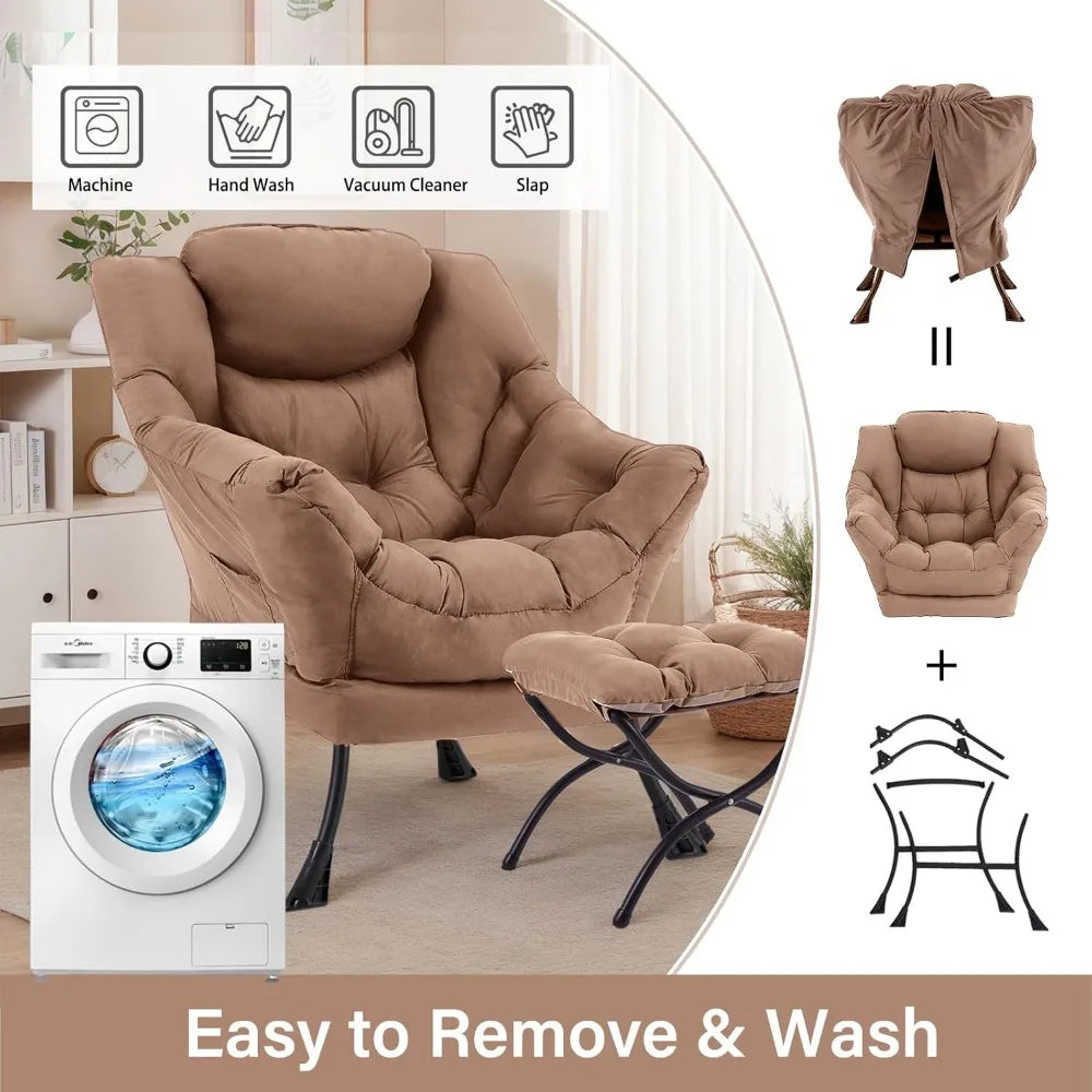 Elegant Reclining Chair And Ottoman Set With Footrest