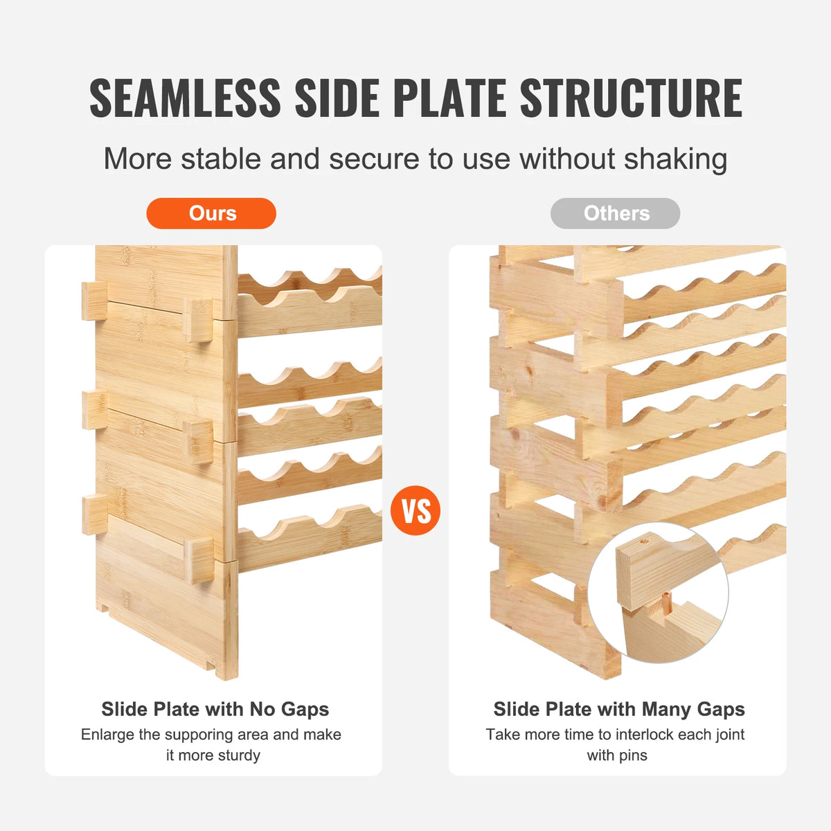 Stackable Bamboo Wine Rack For Kitchen And Cellar Storage