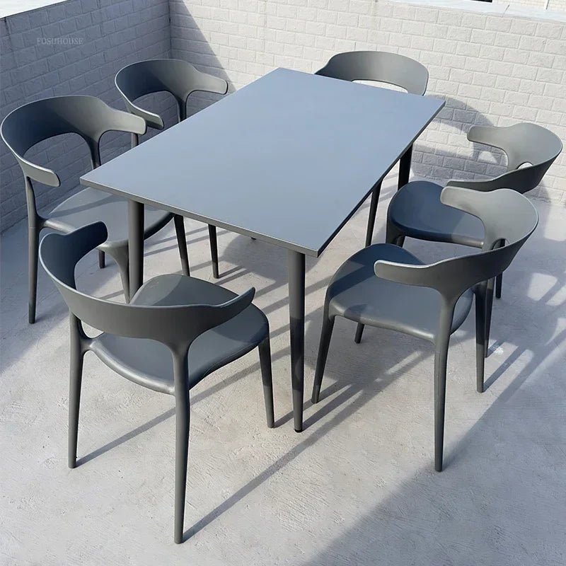 Fosuhouse Metal Outdoor Table Modern Style Waterproof