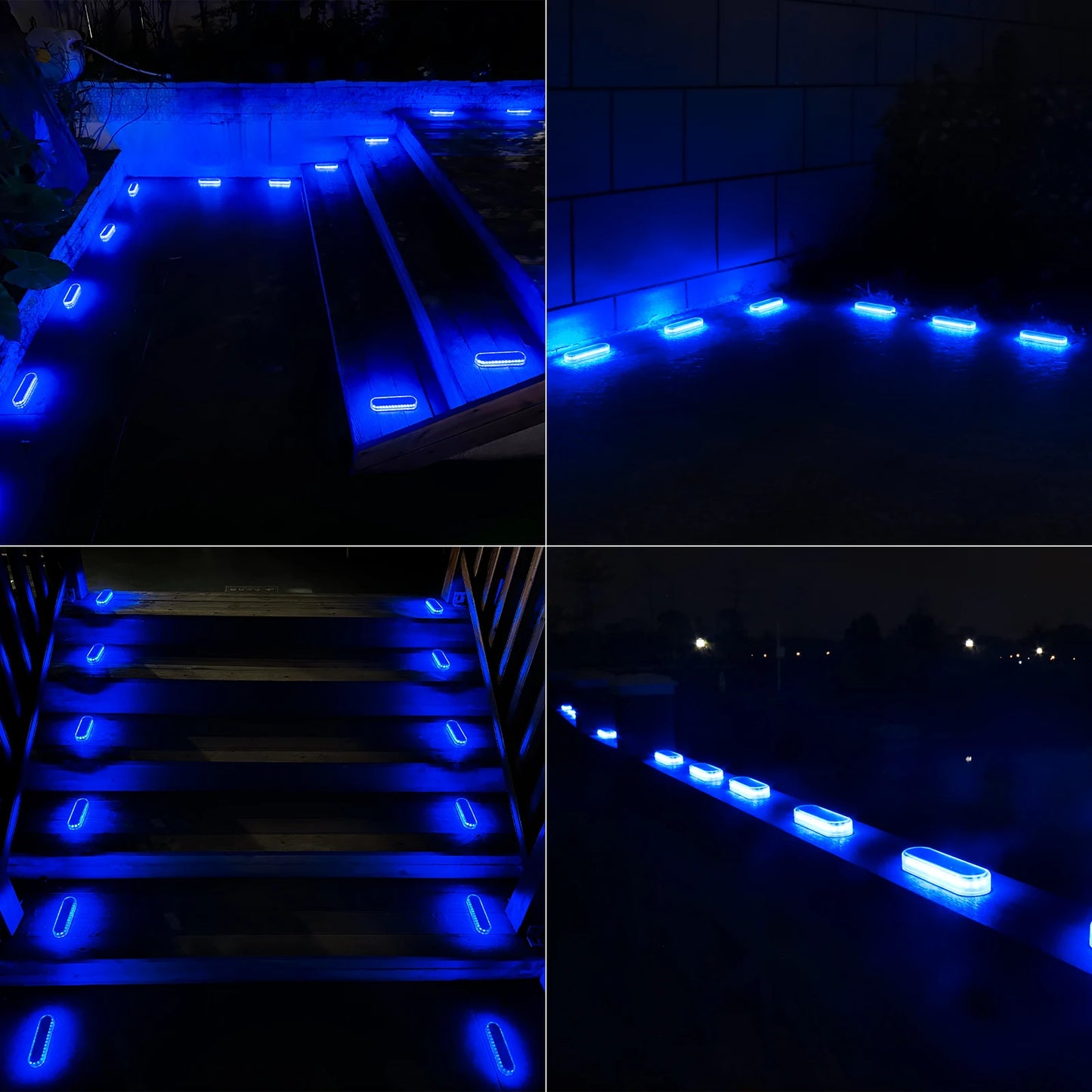 Solar LED Deck Lights 4 Pack AutoOnOff IP68 Waterproof