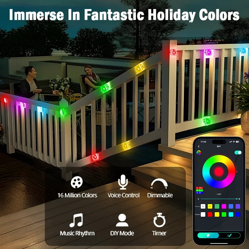 Outdoor RGB LED String Lights IP67 Waterproof Eave Decor