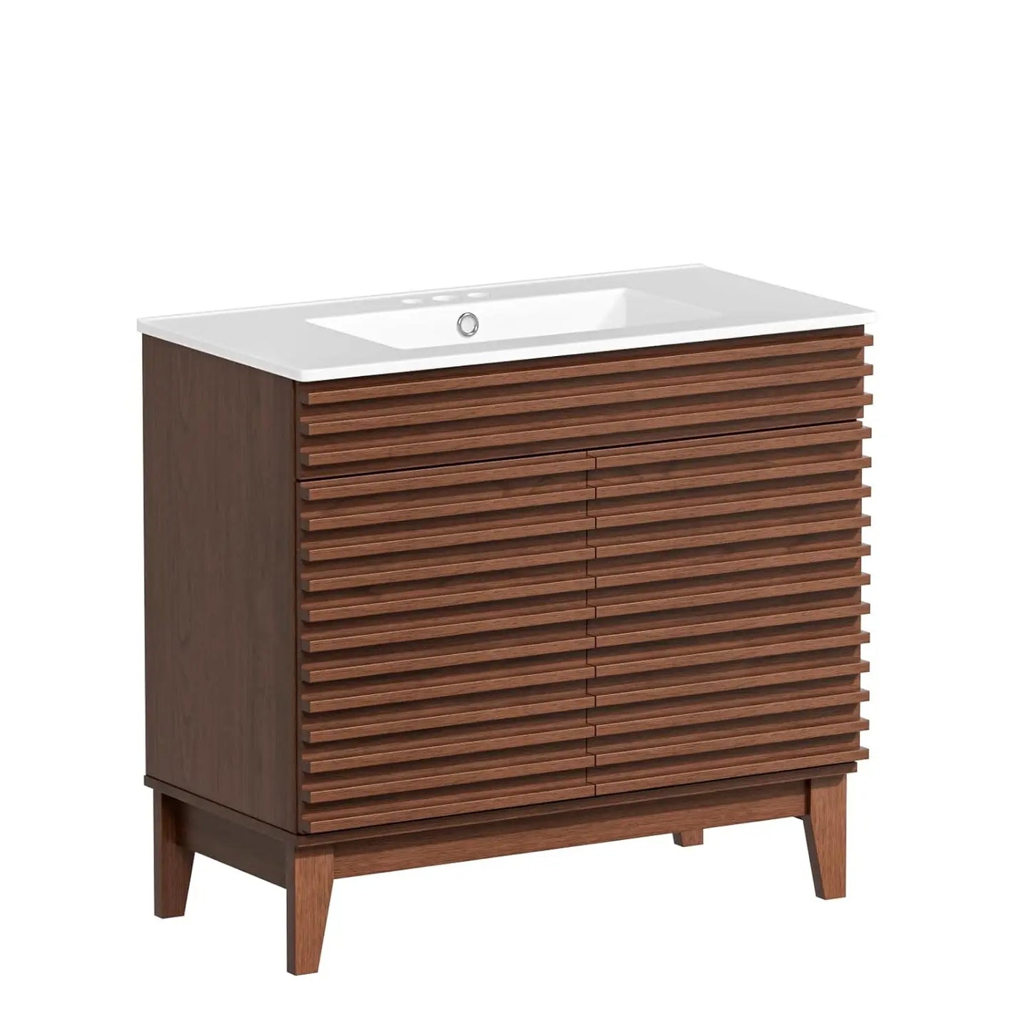 Mid Century Freestanding Bathroom Vanity With Undermount Ceramic Sink