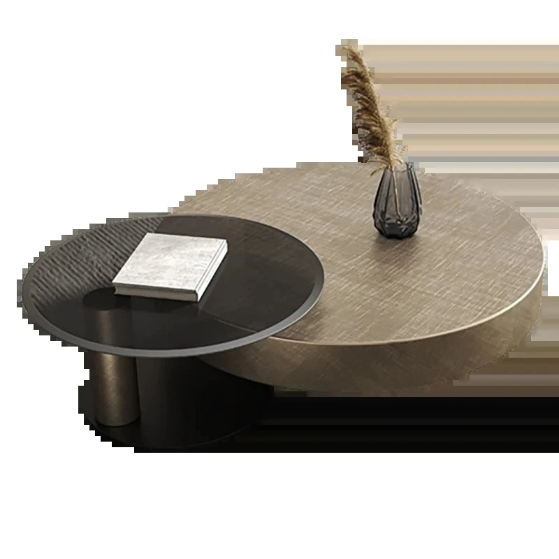 QWC Modern Round Metal Coffee Table for Living Room