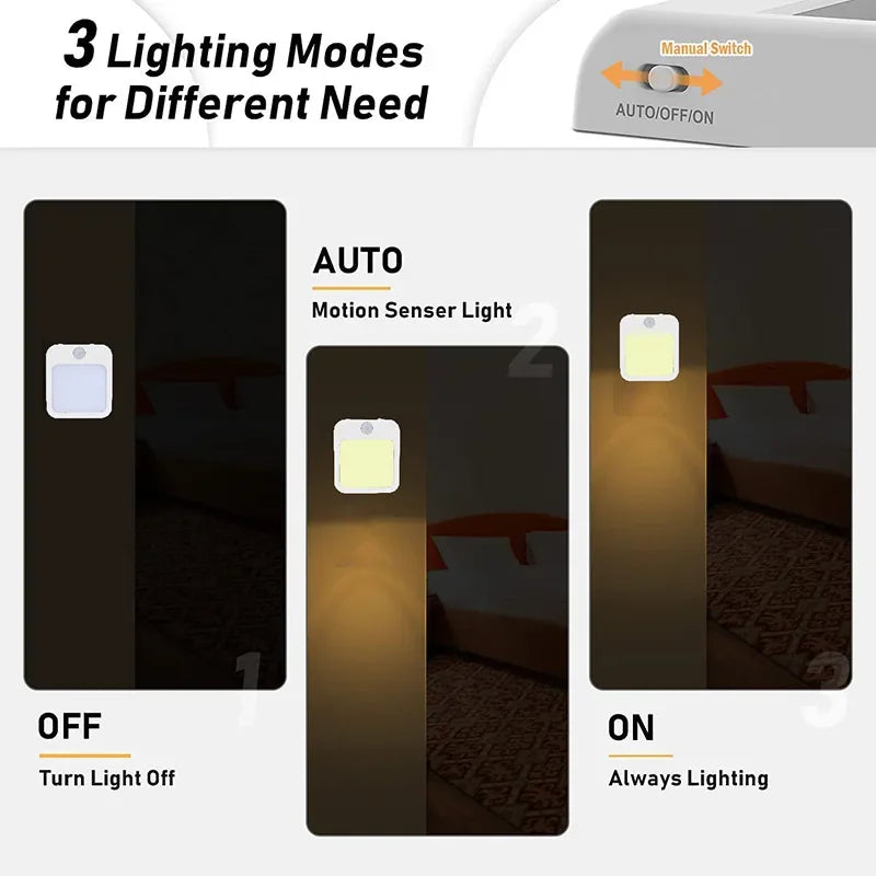 Htomaza Night Light With Motion Sensor LED Plug EU US