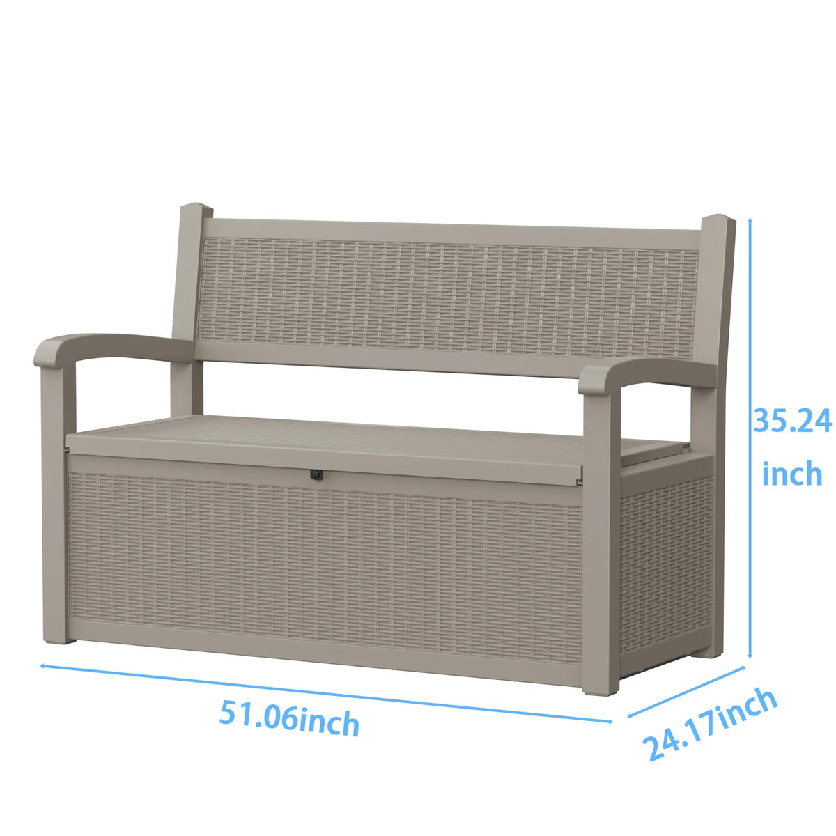 Outdoor Rattan Look Resin Storage Bench for Patio Gardens