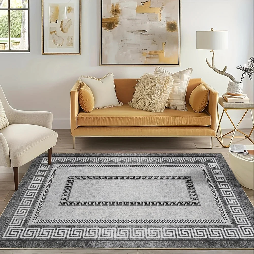 Luxury Crystal Velvet Rug - Heavy Duty 850gsm Bohemian Floral & Persian Pattern with Non-Slip Backing, Machine Washable