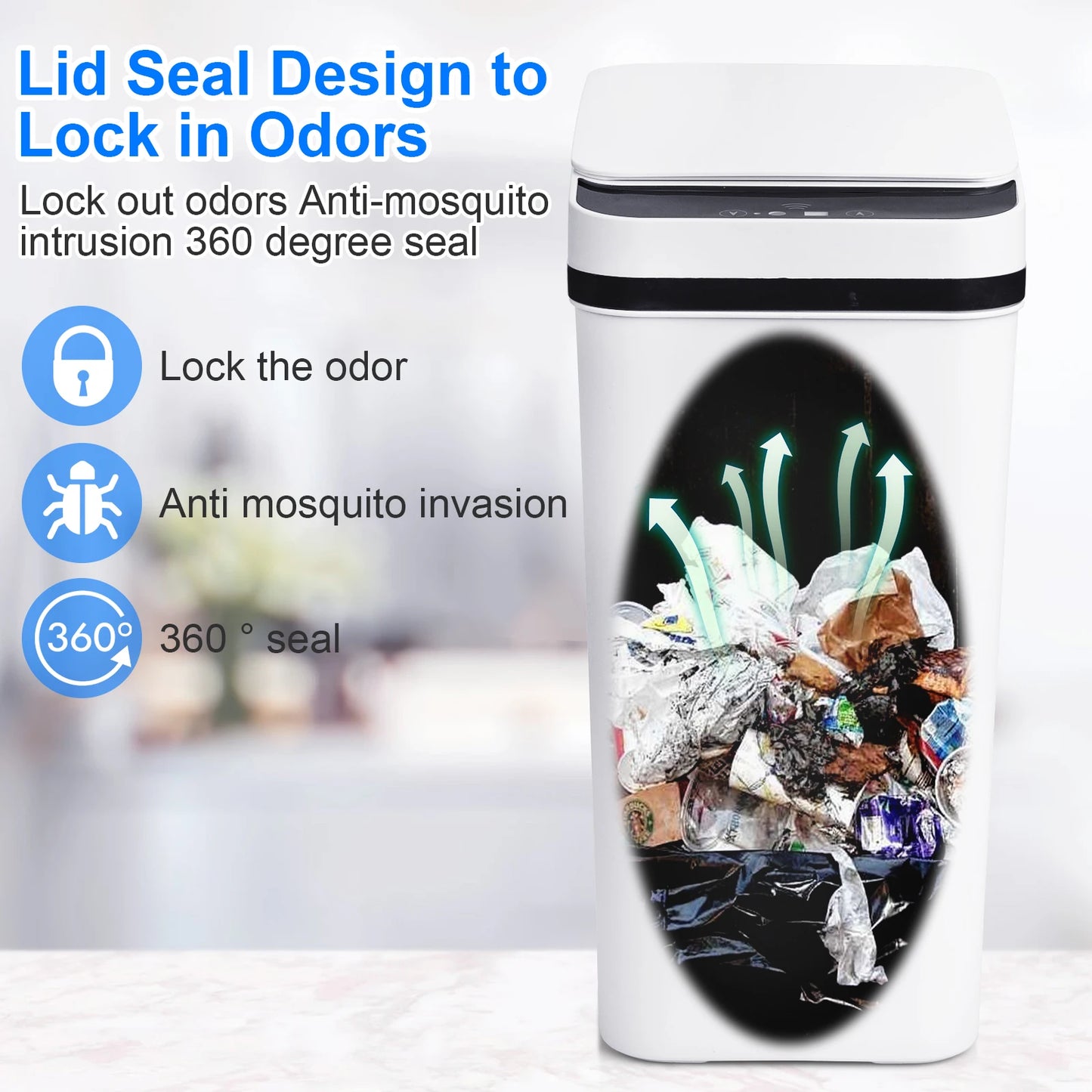 2 Pack 12L Touchless Bathroom Trash Cans With Sensor Lid