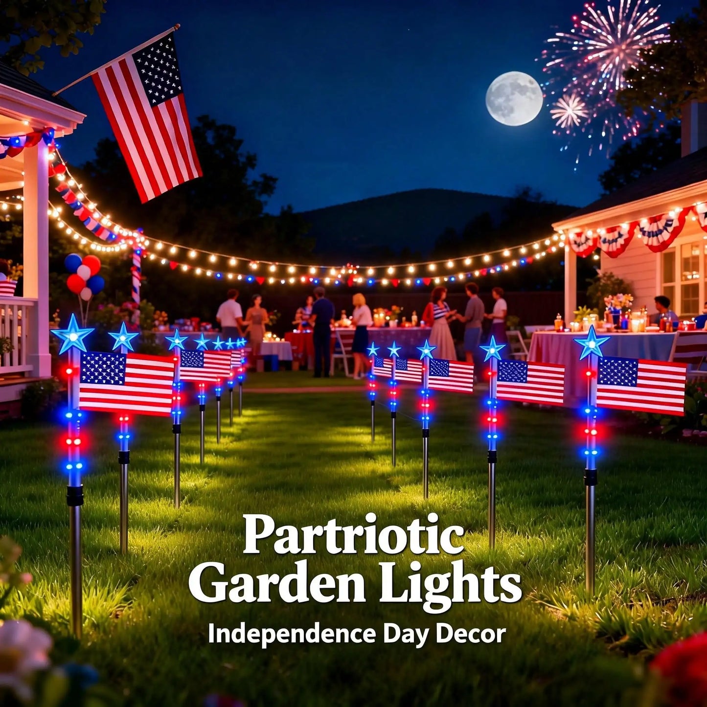 8Pack Solar American Flag Lights Outdoor, 4th Of July Decorations Outdoor, Solar Flag American Lights, 8 Modes Auto On/Off IP65 Waterproof, Solar Flag Lights For Garden,Yard, Pathway, Porch,Independence Day, 250Th Anniversary