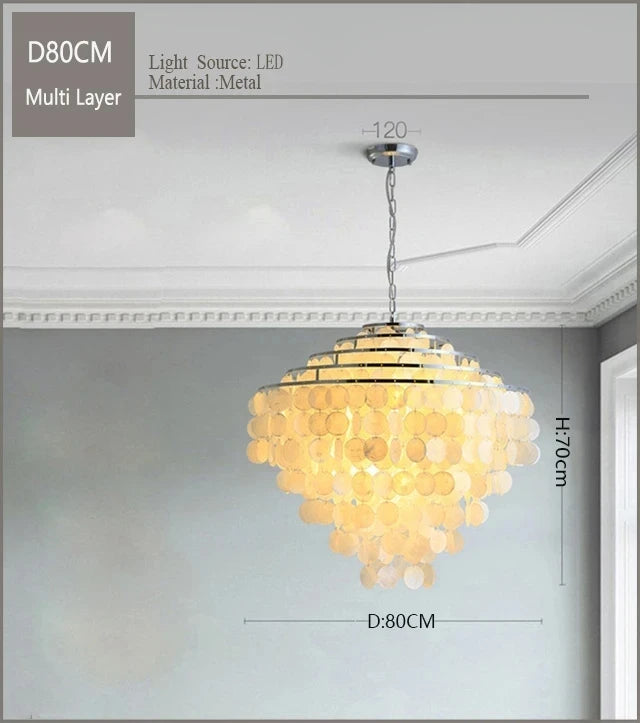 Nordic Modern Minimalist Shell Wind Chime Chandelier Romantic Living Room Restaurant Bedroom Led Decorate Ceilling Hanging Light
