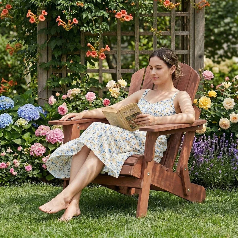 Outdoor Folding Adirondack Chair For Patio Garden And Backyard