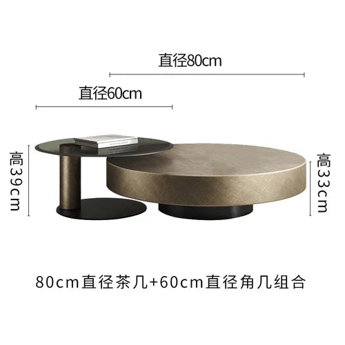 QWC Modern Round Metal Coffee Table for Living Room