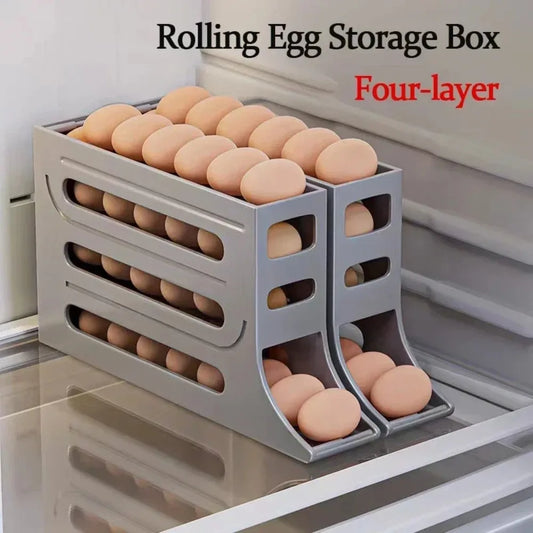 AHTOSKA 4 Layer Automatic Egg Dispenser Refrigerator Organizer