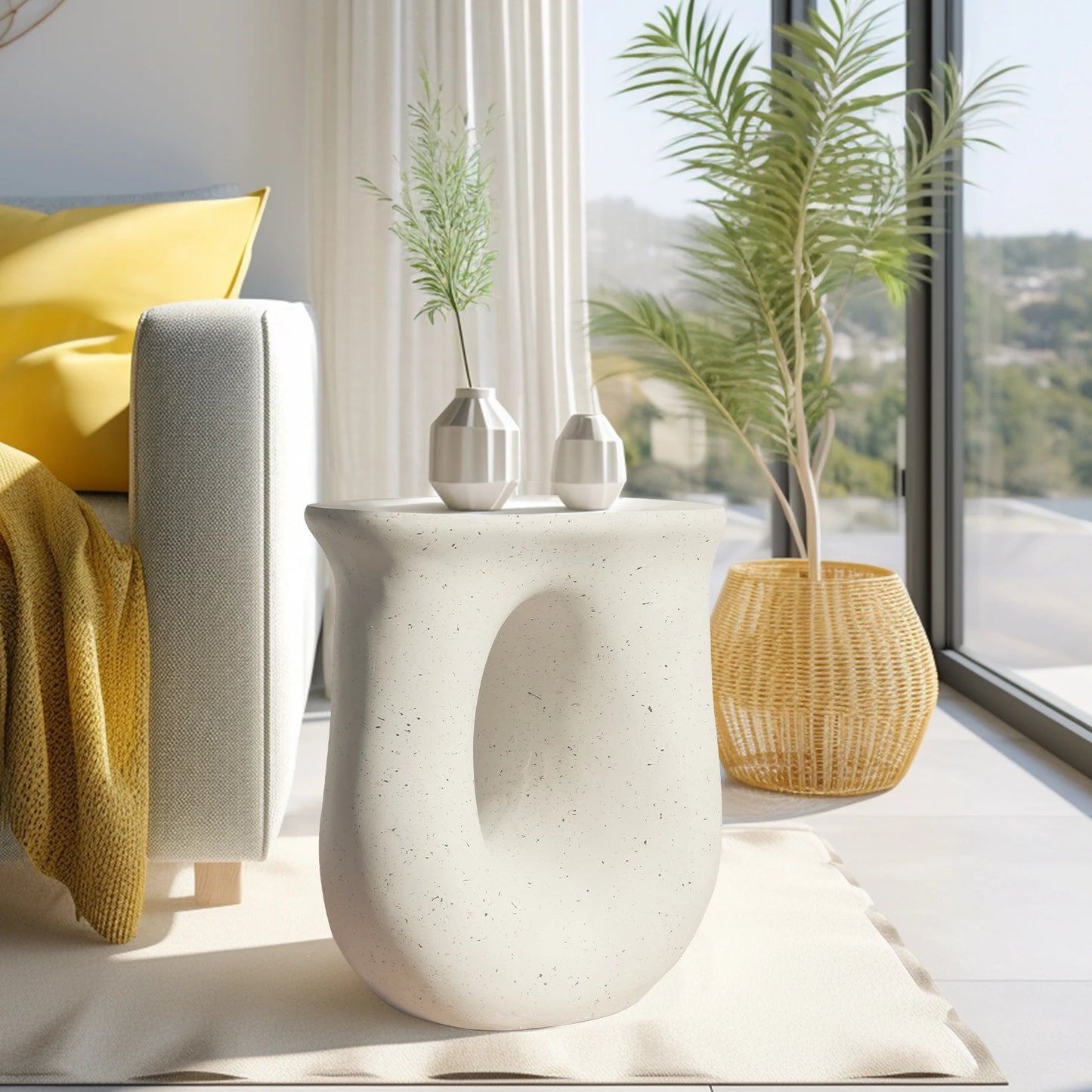 Wisfor Pedestal Table Stand Modern Handcast Polyresin End Table