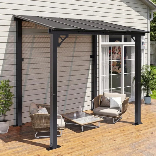 Aoxun Premium Gazebo, Wall Mounted Gazebos Pergola, Outdoor Patio Lean to Gazebo, Awnings with Sloped Roof, for Backyard, Porch