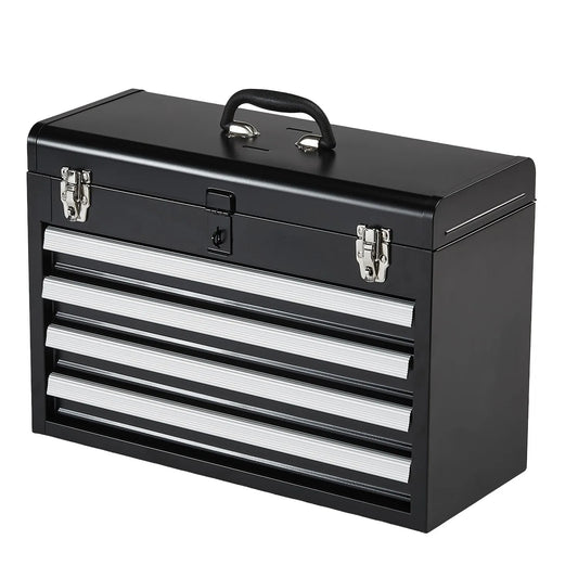SucceBuy Metal Tool Box With 4 Drawer Chest Organizer