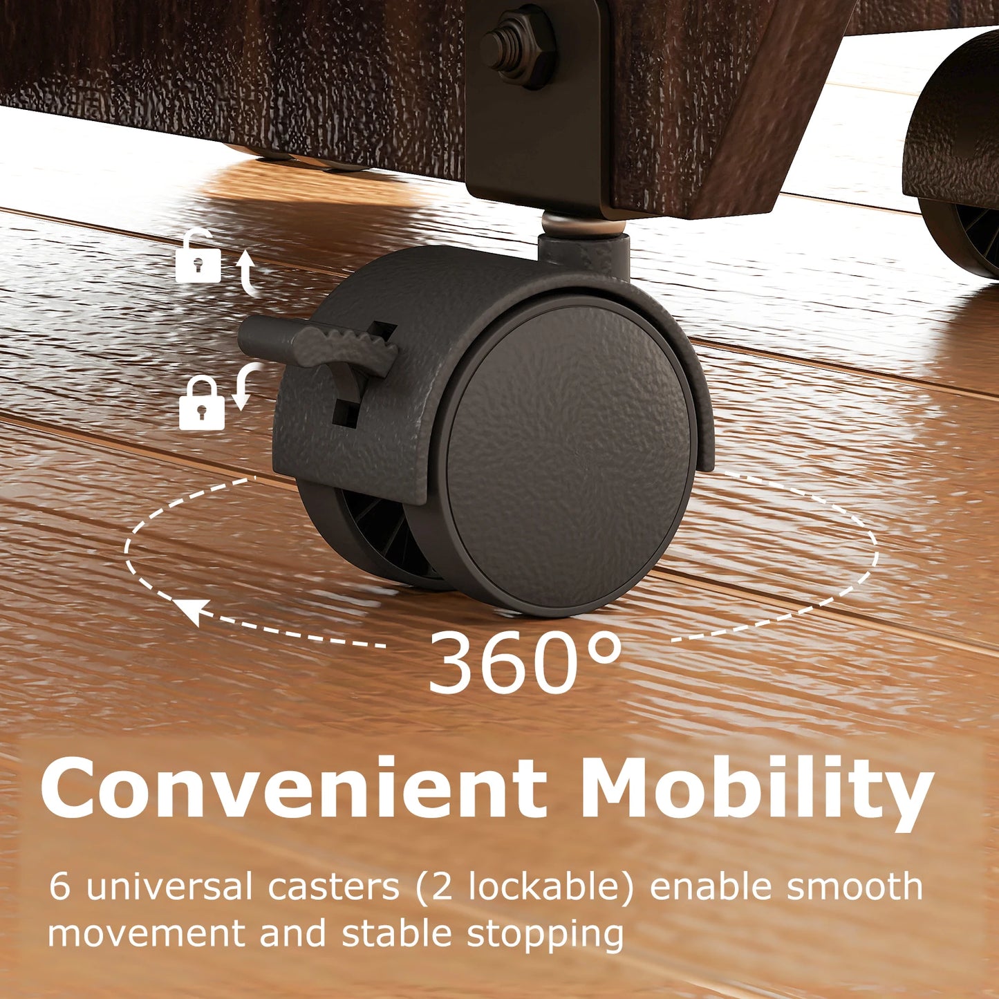 HOMASIS Folding Dining Table With Lockable Wheels And 2 Drawers