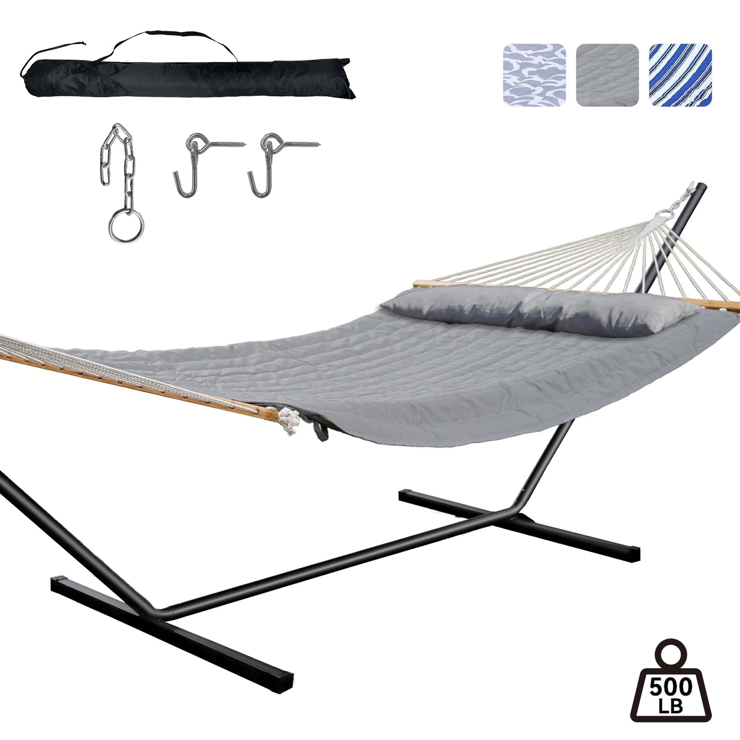 Heavy-Duty Outdoor Hammock with Steel Stand.Detachable for Versatile Use - Ideal for Courtyard, Garden Lawn, Patio Balcony, Lake