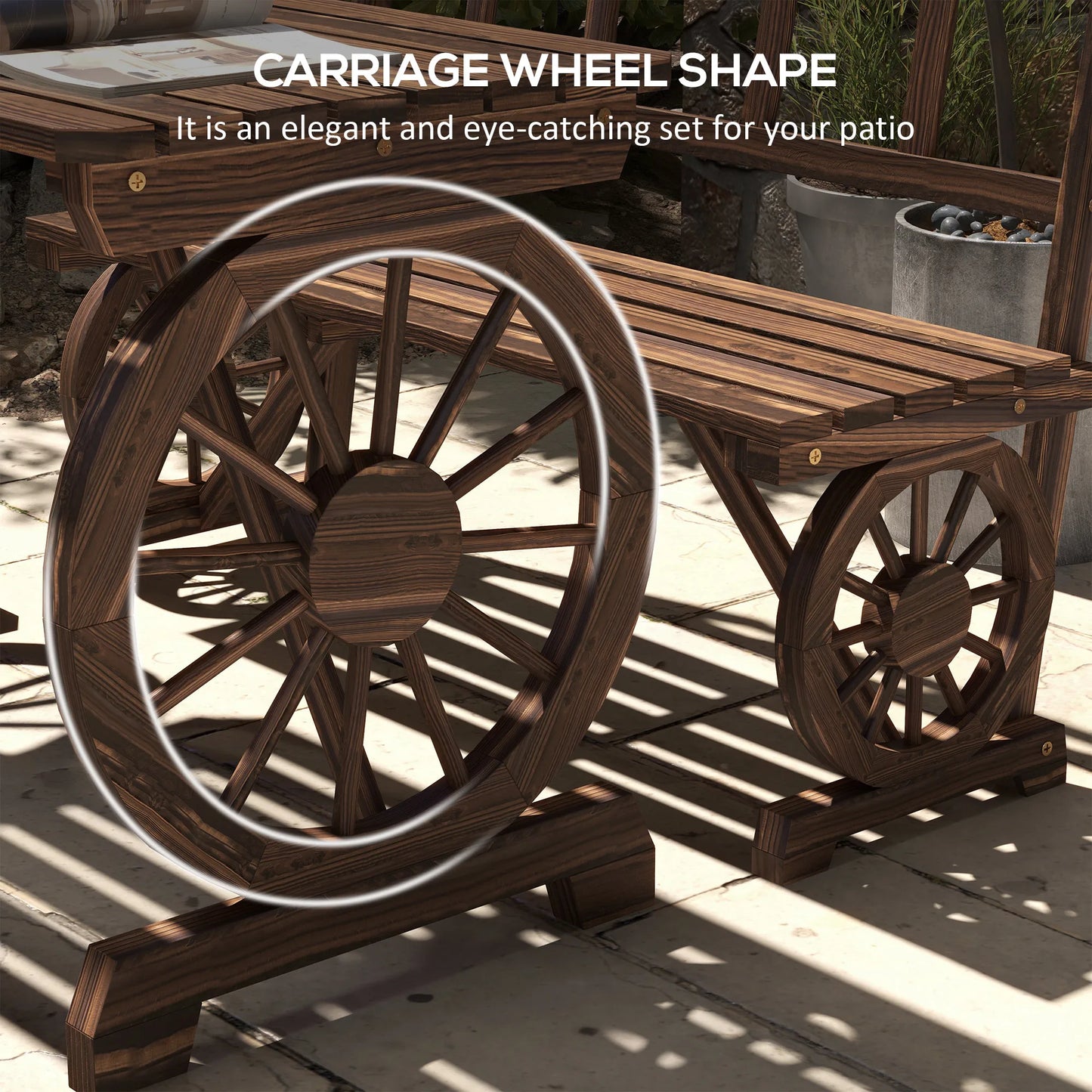 Outsunny Patio Dining Set For Four With Carriage Wheels