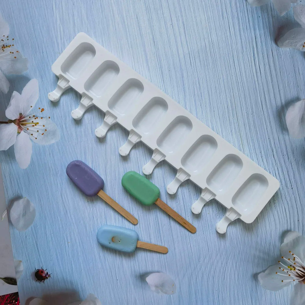 Eight Hole Silicone Ice Cream Mold For Freezer Popsicles