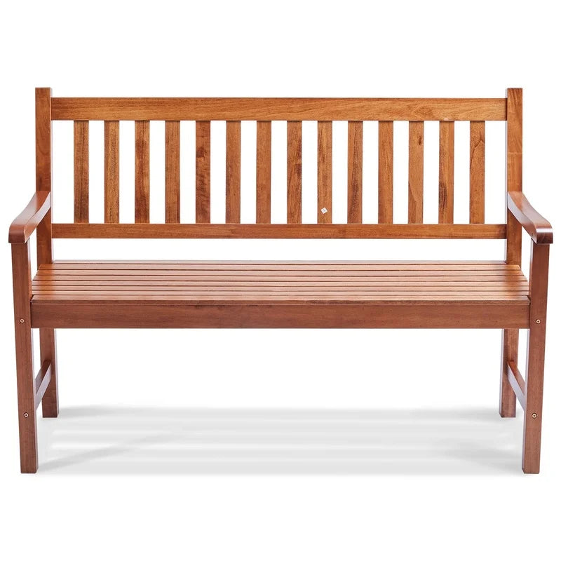 50" Wood Garden Bench with Backrest and Armrests, 800 lbs Capacity, Outdoor Patio Bench for Yard, Park, Front Porch