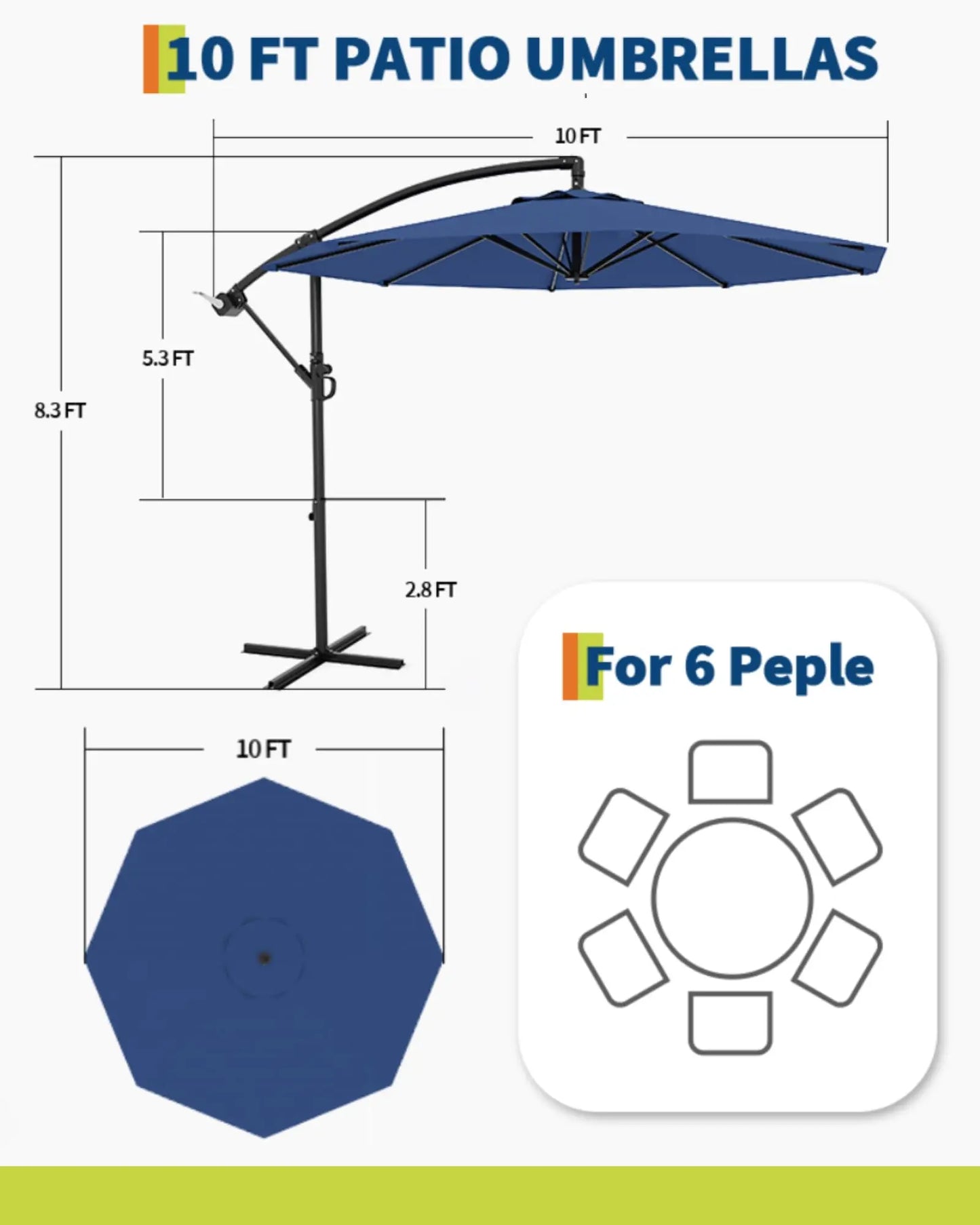 HiMISS Offset Patio Umbrella With Solar LED Lights
