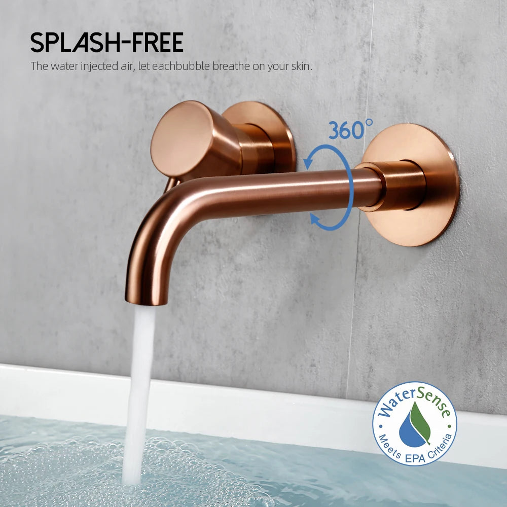 Bagnolux Polished Or Brushed Rose Gold Bathroom Faucet Brass Round Hole Concealed Type Household Hot Cold Bathroom Faucet