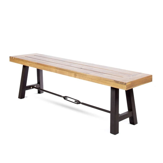 Acacia Wood Outdoor Bench, Backless Patio Seating