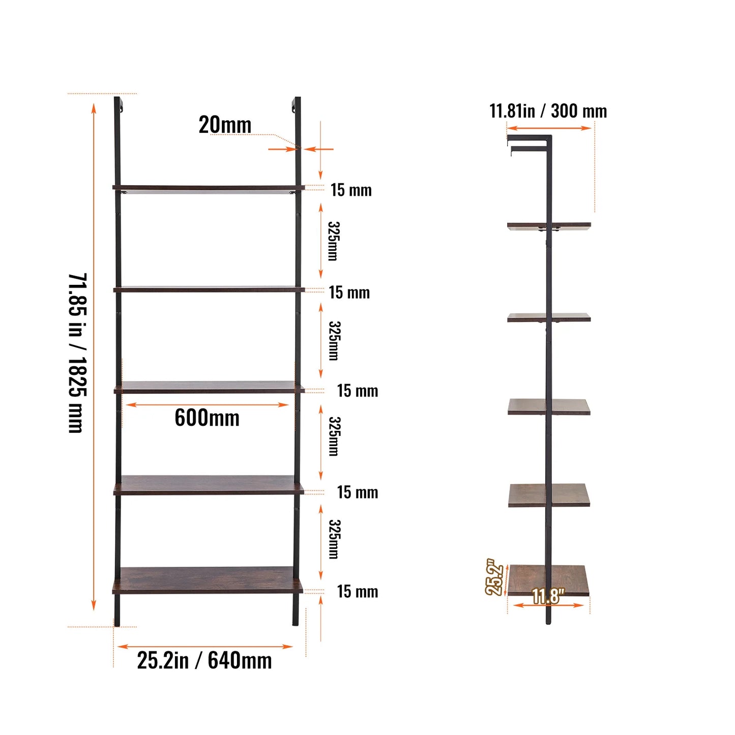 Industrial Pipe Shelf Wall Mount Rustic Wood Shelves Bracket Rack