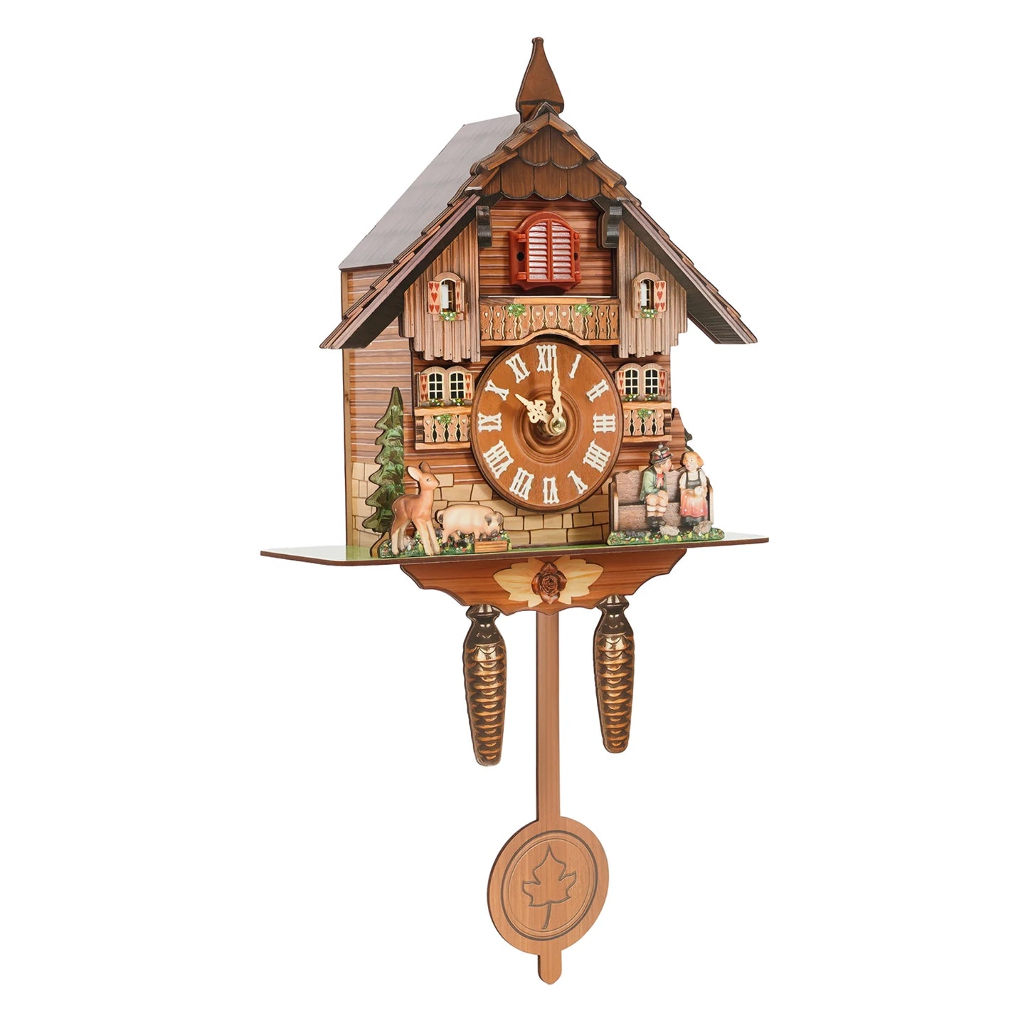 Vintage Cuckoo Wall Clock With Bird Chime Nordic Wood Decor