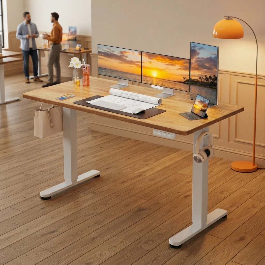 Height Adjustable Electric Standing Desk, 63 x 28 Inches Sit Stand up Desk, Memory Computer Home Office Desk