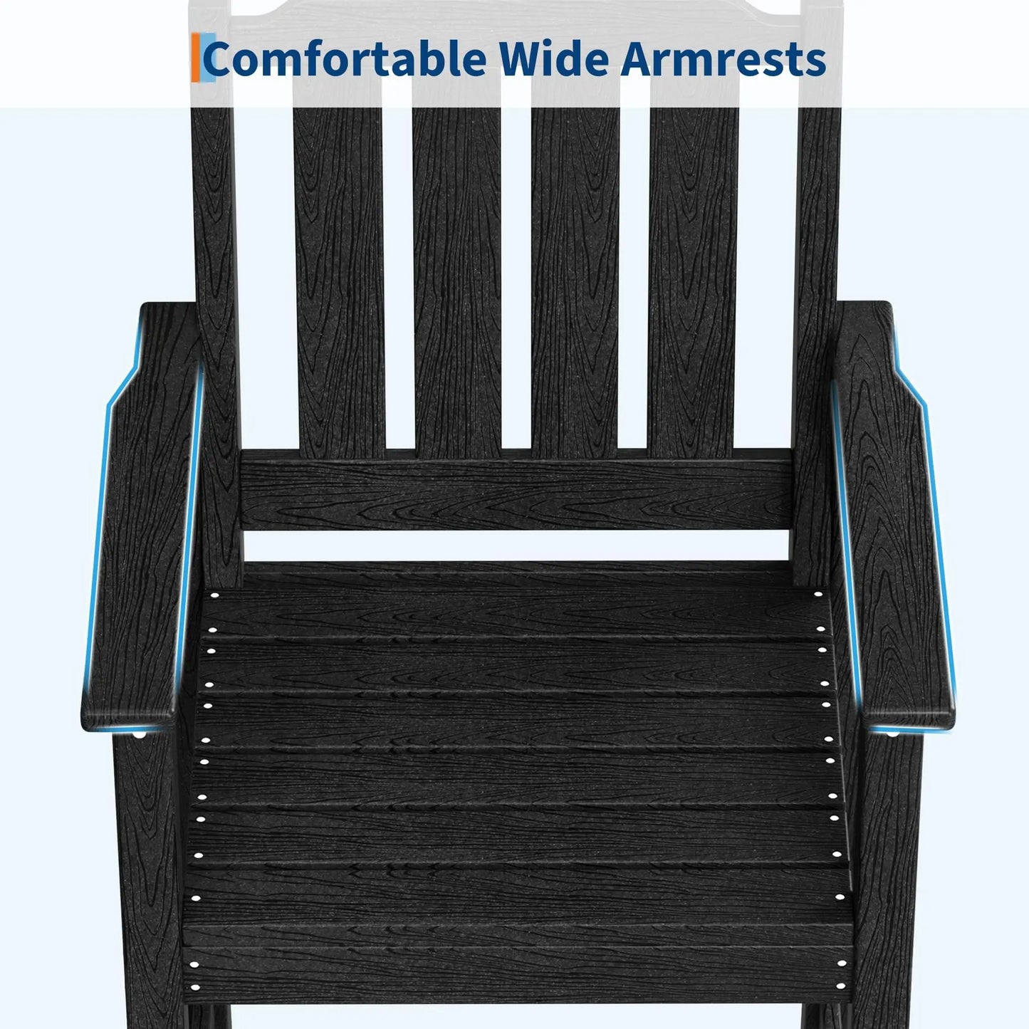 Outdoor Patio Bar Height Chair Set of 2, All-Weather HDPE Bar Height Barstools Widened Chair Set, Adirondack Chairs Set with Widened Armrests for Garden, Poolside, Bistro