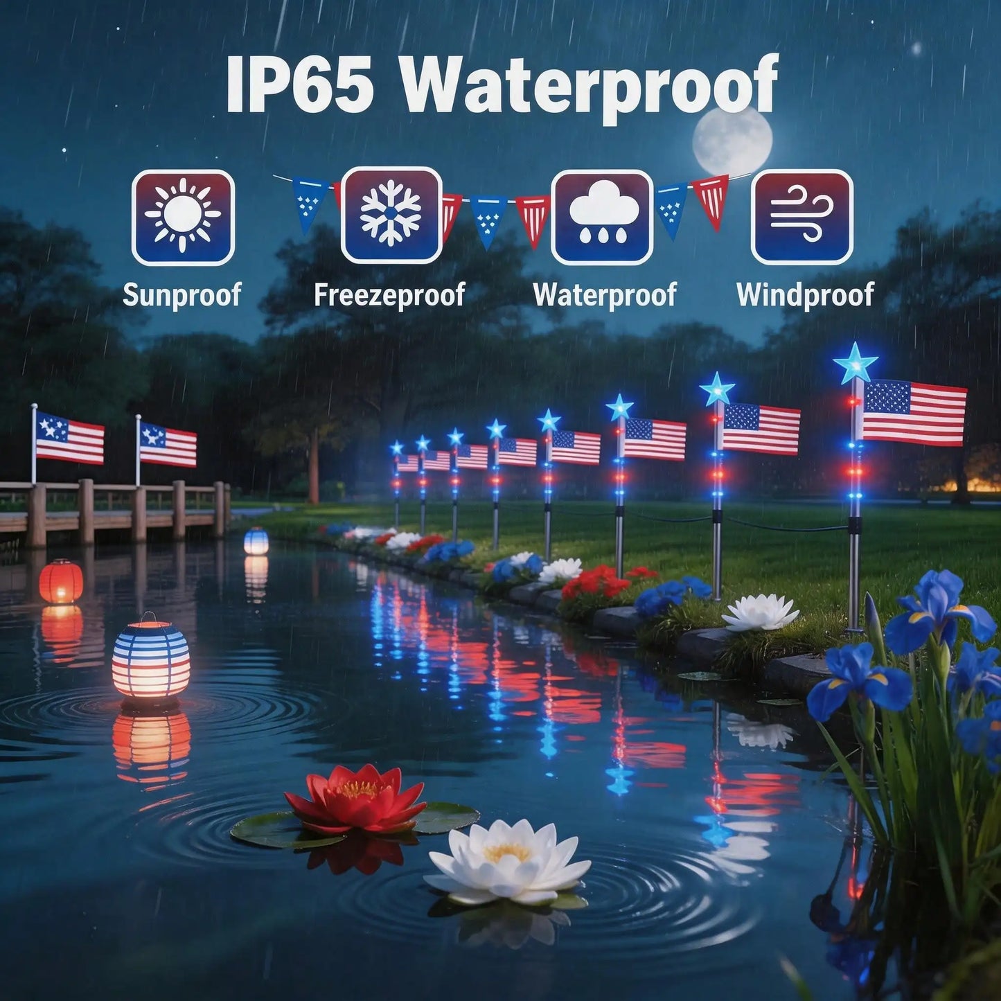8Pack Solar American Flag Lights Outdoor, 4th Of July Decorations Outdoor, Solar Flag American Lights, 8 Modes Auto On/Off IP65 Waterproof, Solar Flag Lights For Garden,Yard, Pathway, Porch,Independence Day, 250Th Anniversary
