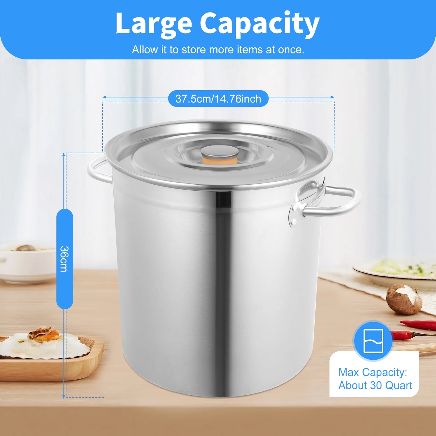 Stainless Steel Stock Pot With Lid And Handles 35/50/70L