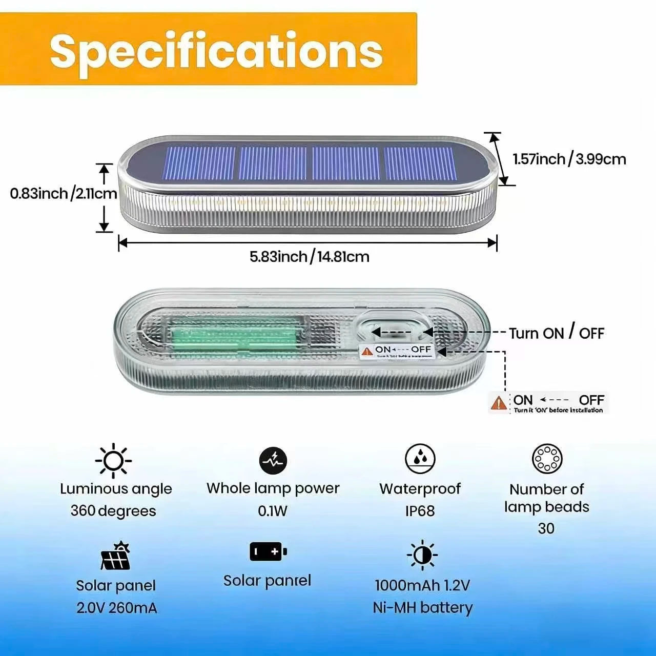 Solar LED Deck Lights 4 Pack AutoOnOff IP68 Waterproof
