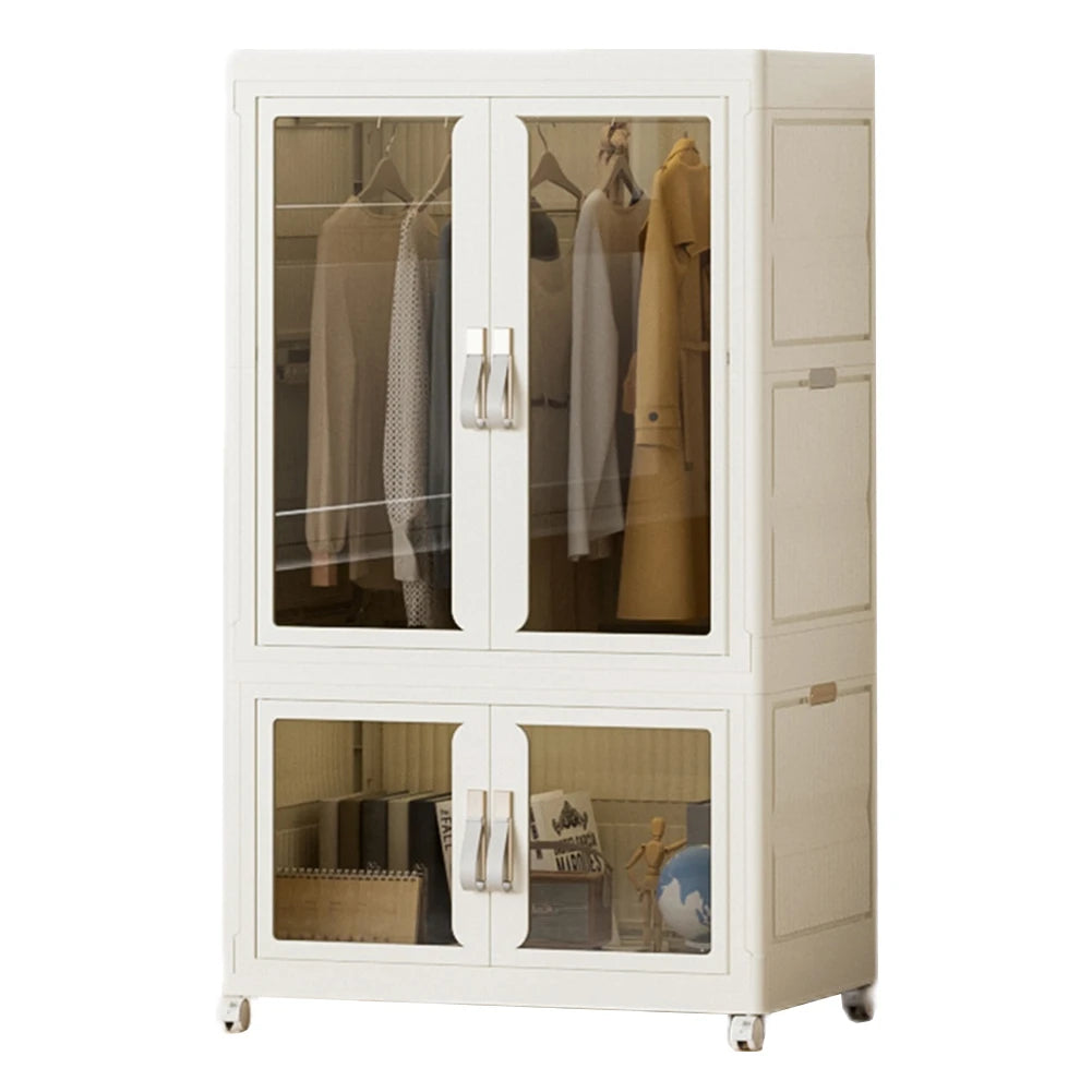 Portable Collapsible Wardrobe With Hanging Rod, Large Capacity Closet Organizer