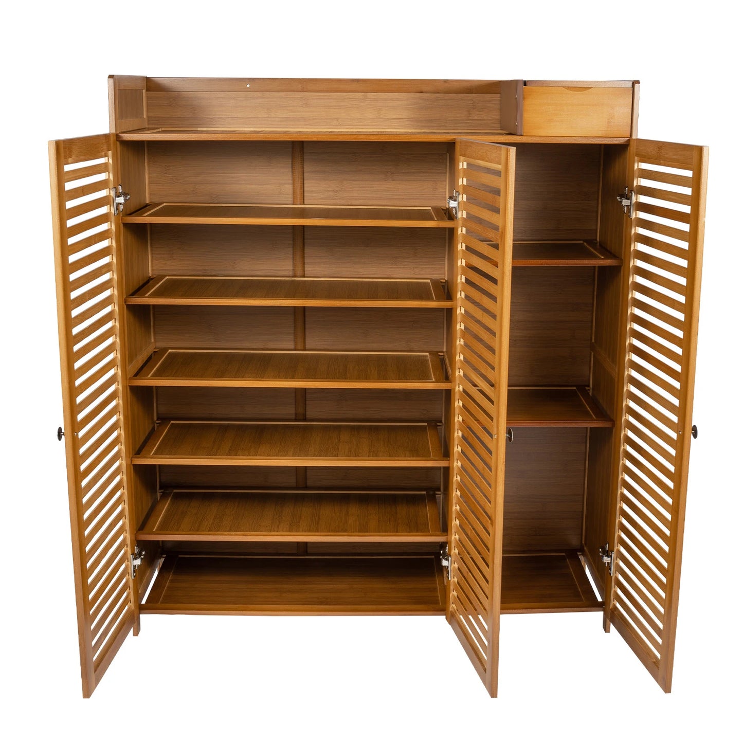 Shoe Storage Cabinet, Free Standing Shoe Racks, 7-Tier Bamboo Shoe Organizer, Large Capacity Rack with Doors, Multi-Purpose Storage Shelf, Waterproof Surface, Easy Assembly, Modern Entryway Organizer for Shoes, Bags, Clothes,