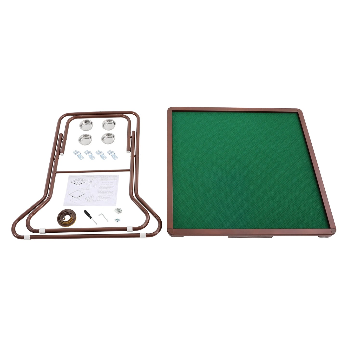 Bymaocar Foldable Mahjong Table With Velvet Surface 4 Cup Holders