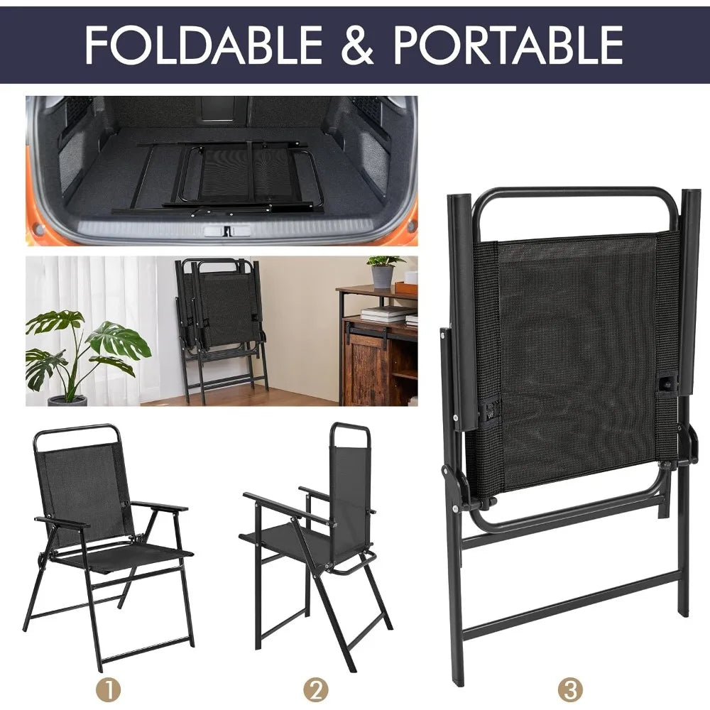 XMSJ 2 Piece Folding Outdoor Chairs With Cushions Carry Handle