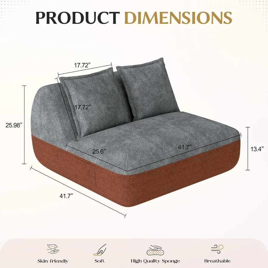 Hobestluk Mini Loveseat Sofa For Small Spaces Armless Couch With Side Pocket