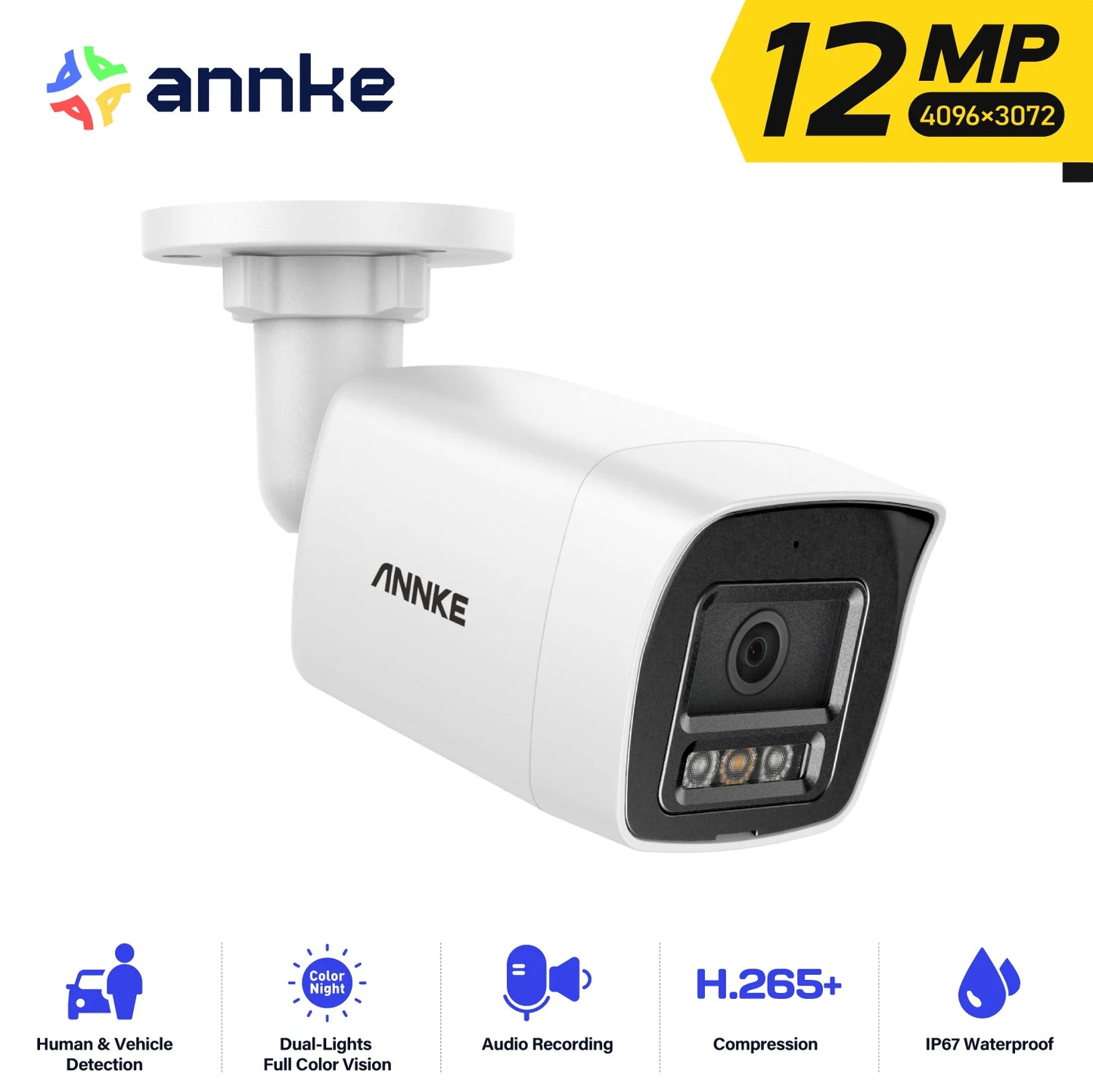 Annke 12MP Outdoor PoE Security Camera Featuring Night Vision Microphone