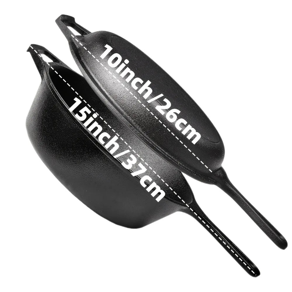 AEDG Cast Iron Skillet Set Preseasoned Non Stick Pans For Oven Grill Campfire