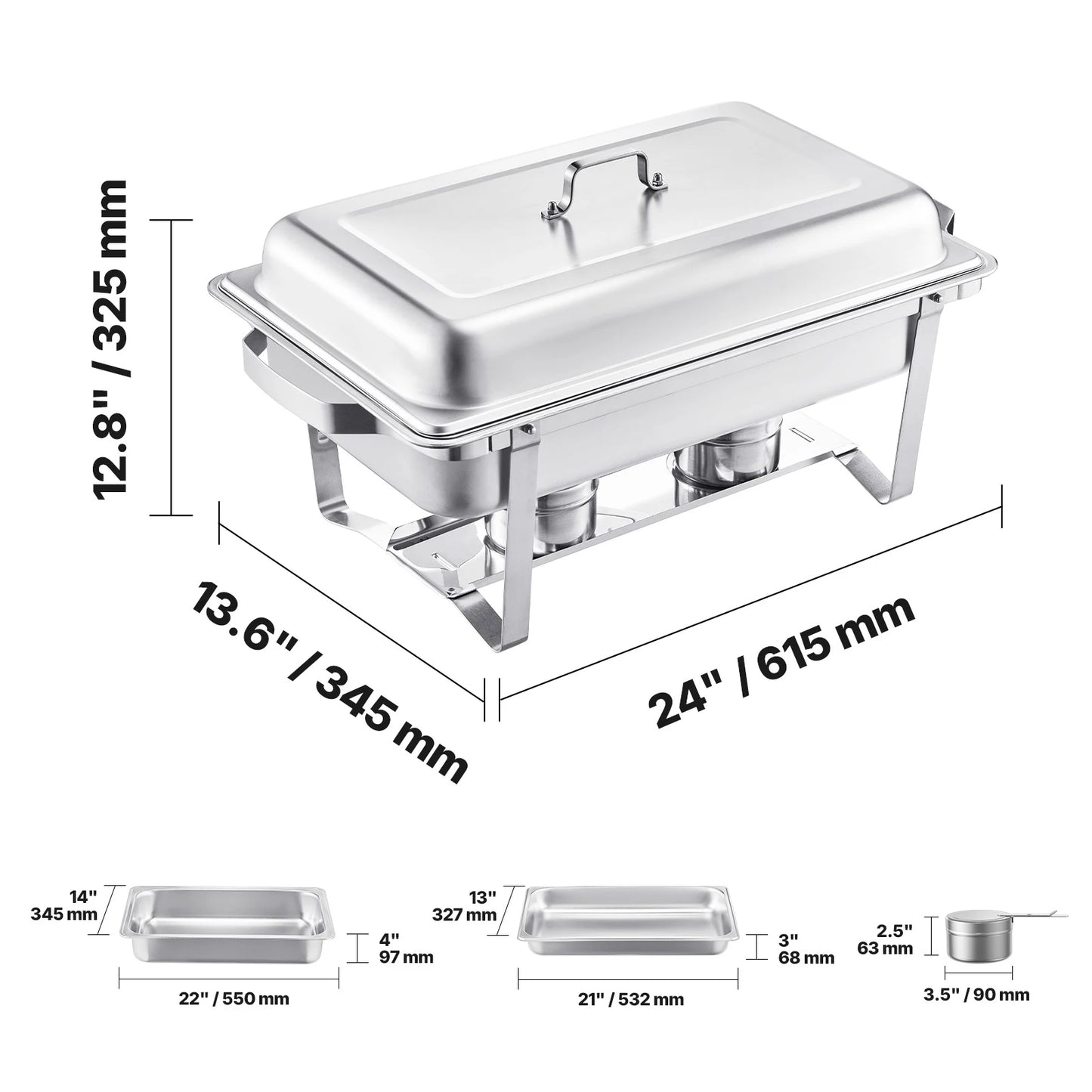 SucceBuy 4 Pack Chafing Dish Buffet Set Stainless Steel Chafer