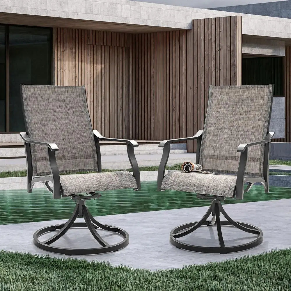 Swivel Outdoor Dining Chairs, All Weather Textilene High Back Set