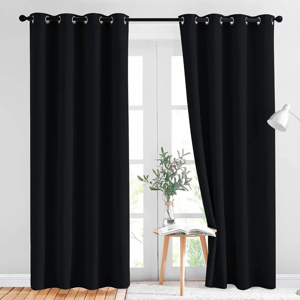 Thermal Insulated Blackout Curtains For Bedroom Living Room Grommet Panels